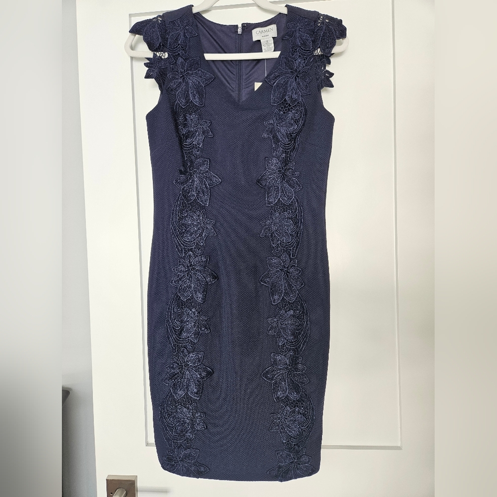 Carmen Marc Valvo Dress Navy - 2